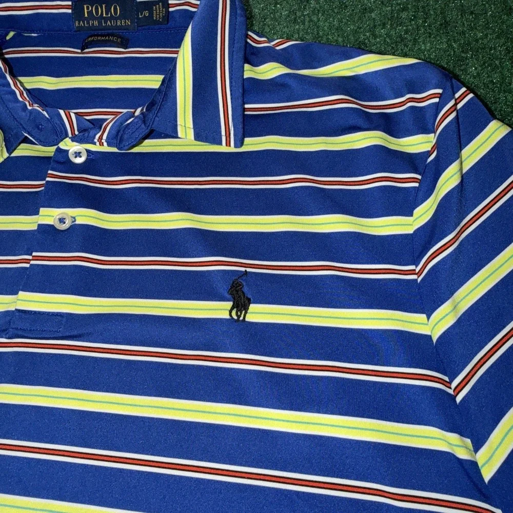 Polo Ralph Lauren Performance Polo Shirt Men's Size Large Multicolor Stripe Polo